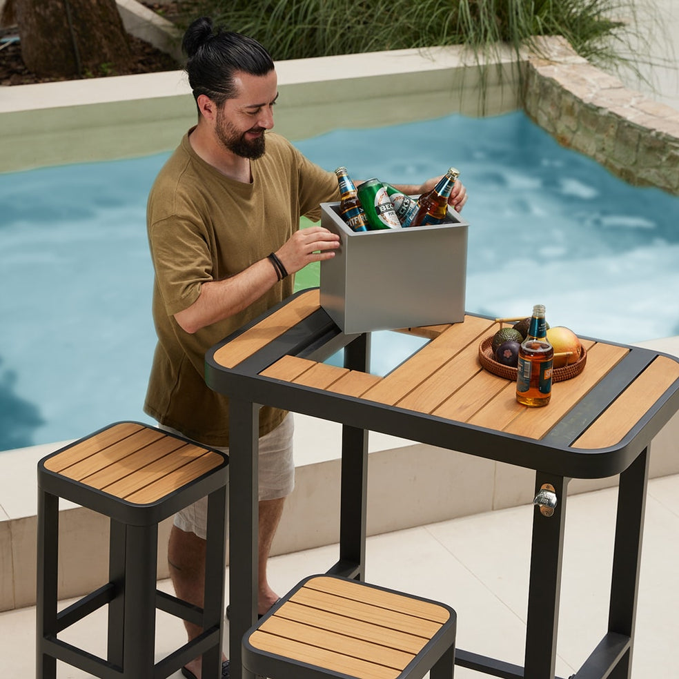 Signature 3-Piece Outdoor Patio Premium Bar Set