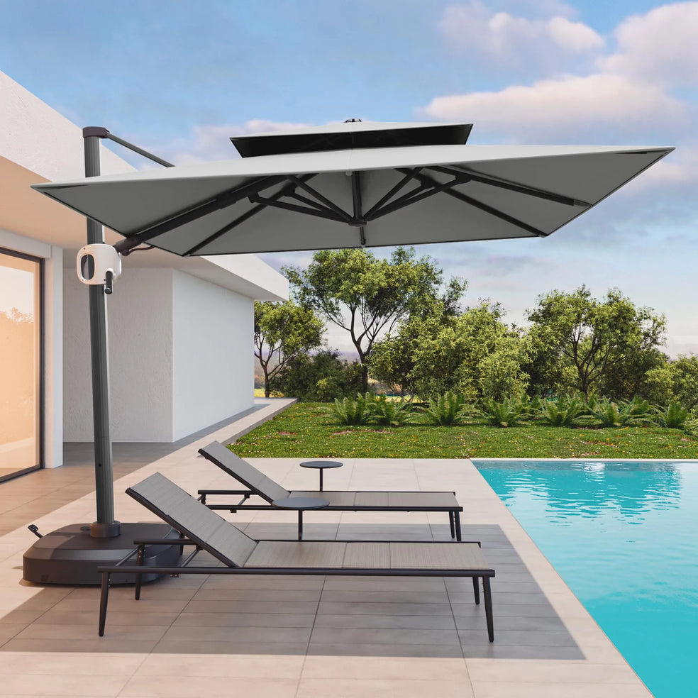 10 ft Double Roof Square Offset Cantilever Umbrella